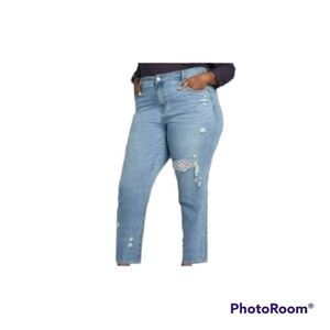 Lane Bryant essential stretch girlfriend cropped jeans with lace inserts